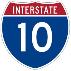 I-10 interestate north of florida near th largest city Jacksonville